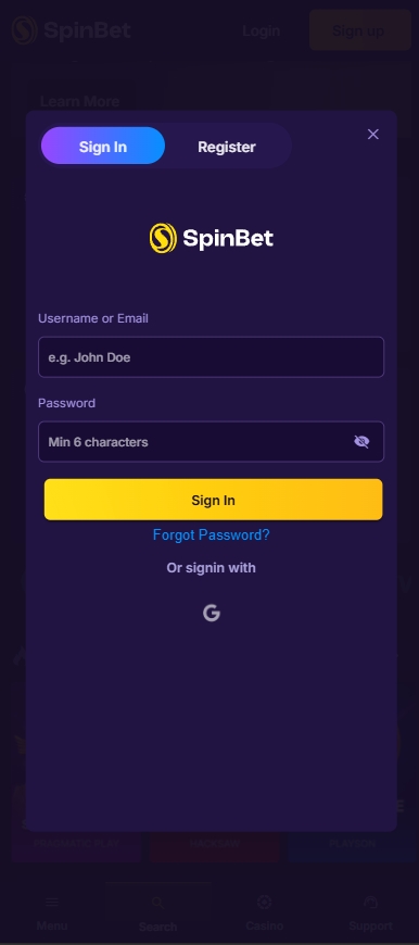 SpinBet Login